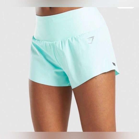 Gymshark Pants - Gym Shark Speed Shorts Bright turquoise Lined Mint workout casual Summer Size L
